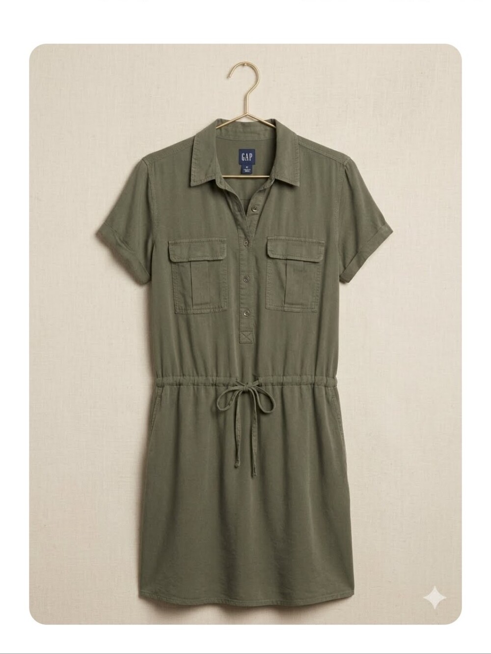 GAP Olive Green Mini Dress with Neck Label